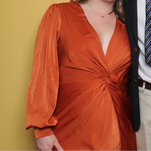 Deep V Neck Showpo. Burnt Orange Dress - Picture 1 of 3